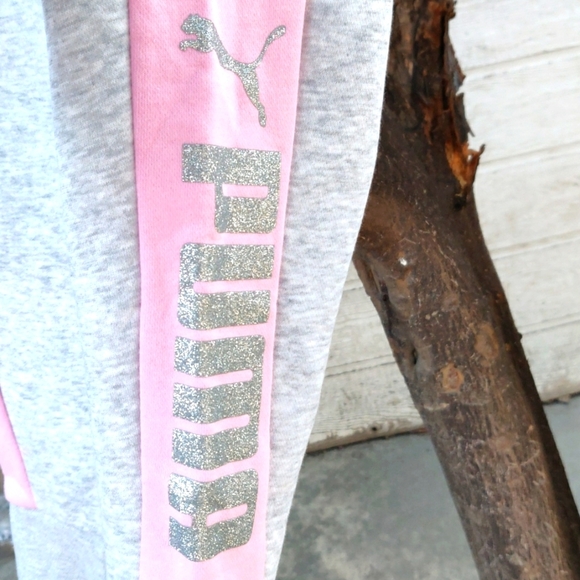 Puma girl's joggers size M (8-10) color grey and pink - Picture 3 of 5
